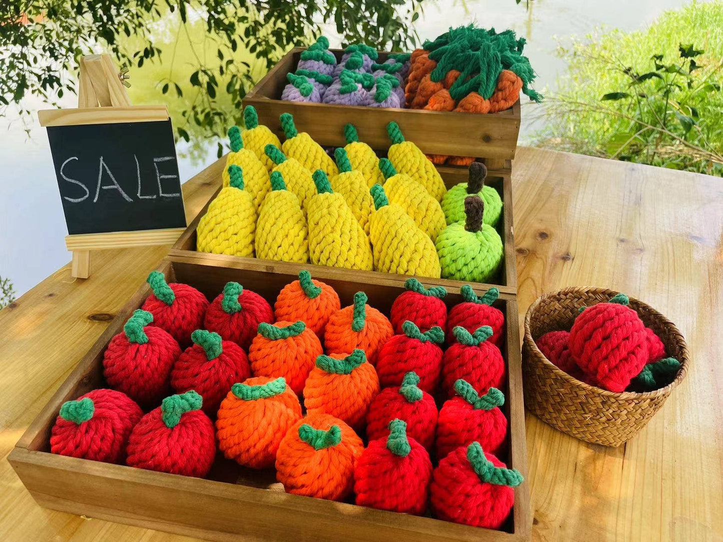 Handmade Fruit and Vegetable Rope Toys, Macrame Toys