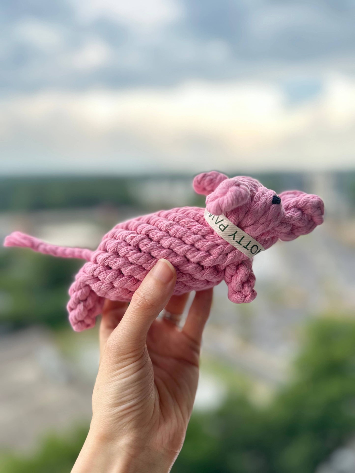 Blush Piggy Rope Dog Toy