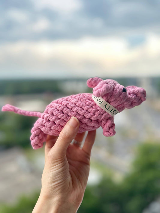 Blush Piggy Rope Dog Toy